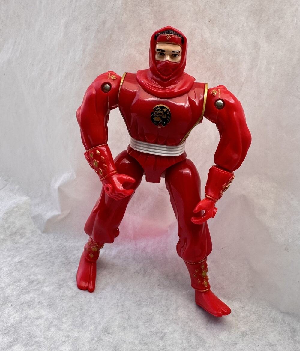 F3 Vintage 1995 Bandai Red Ninja Action Figure Lion Emblem Power Rangers Toy